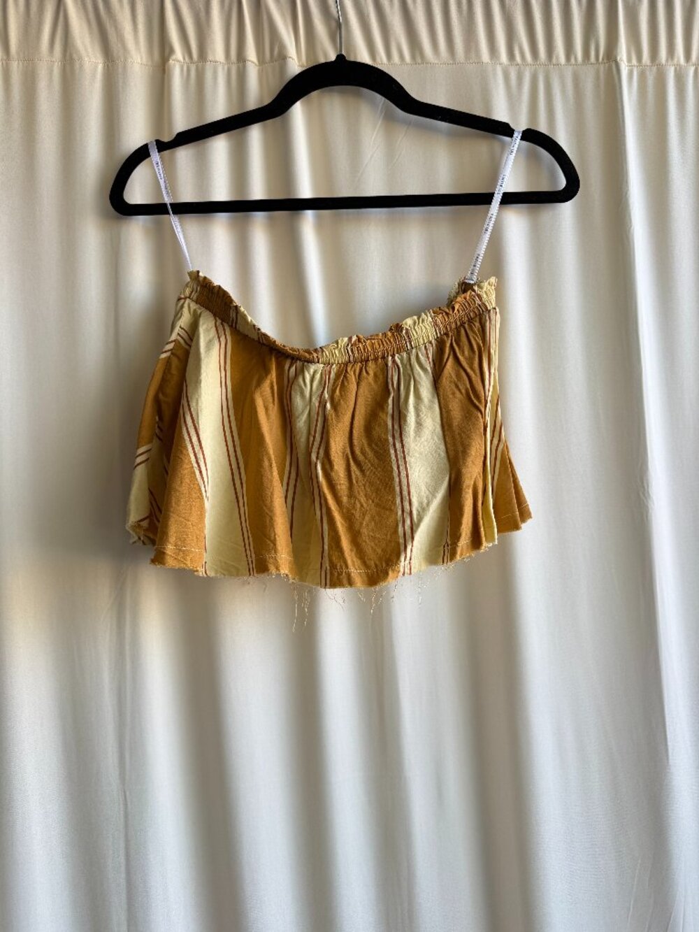 Faithfull the Brand Yellow Stripe Off Strapless Crop Top | US 4